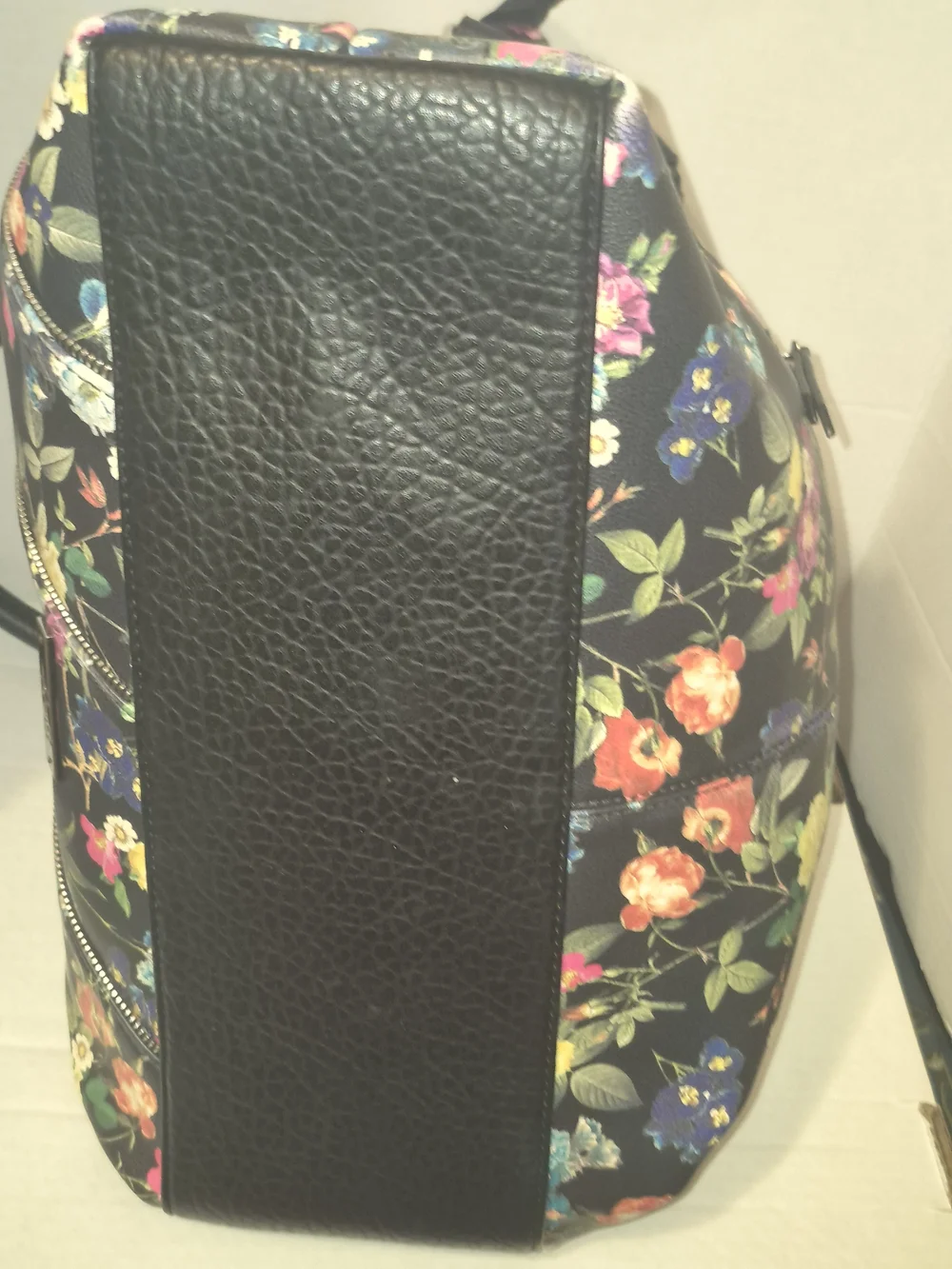 Jessica Simpson Black Floral Satchel with Multicolor Blooms